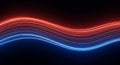 Abstract Wavy Neon Light Streaks in Red and Blue on a Dark Background neon lights flowing Royalty Free Stock Photo