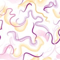 Abstract wavy lines seamless pattern. Spring organic texture with flowing wavy shapes. Beautiful watercolored background Royalty Free Stock Photo