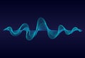 Abstract  wavy lines  surface on dark blue background. Soundwave of gradient lines. Modern digital frequency  equalizer vector Royalty Free Stock Photo