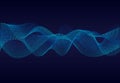 Abstract  wavy lines  surface on dark blue background. Soundwave of lines. Modern digital frequency  equalizer on abstract backgro Royalty Free Stock Photo