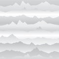 Abstract wavy mountain skyline background. Nature landscape wint