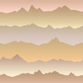 Abstract wavy mountain skyline background. Nature seamless patte