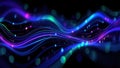 Abstract wavy neon lights flowing through dark space with bokeh effects Royalty Free Stock Photo