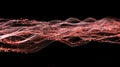 Abstract Wavy Particle Flow On Black Background, Data Stream Visualization, Digital Network Concept Royalty Free Stock Photo