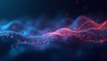 Abstract Wavy Particle Stream in Blue and Red