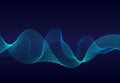 Abstract  wavy particles surface on dark blue background. Soundwave of gradient lines. Modern digital frequency  equalizer on abst Royalty Free Stock Photo