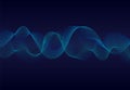 Abstract wavy particles surface on dark blue background. Soundwave of particles. Music abstract background with 3d grid. vector ep Royalty Free Stock Photo