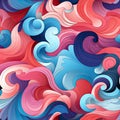 Abstract wavy pattern with blue and pink swirls (tiled) Royalty Free Stock Photo