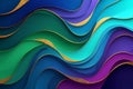 Abstract wavy patterns in gradient colors with golden accents Royalty Free Stock Photo
