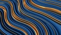 Abstract Wavy Ribbons of Deep Blue and Metallic Gold Creating a Textured Background Royalty Free Stock Photo