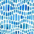 Abstract wavy seamless pattern. Blue watercolor wavy lines, curves geometric motif background