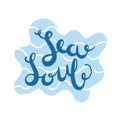 Abstract Wavy Shape with Sea Soul Lettering Royalty Free Stock Photo
