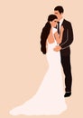 Abstract wedding couple groom and bride card isolated. Fashion minimal trendy