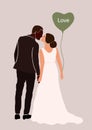 Abstract wedding couple groom and bride card isolated. Fashion minimal trendy