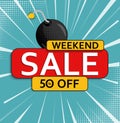 Abstract weekend sale poster. Vector illustration