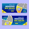 Abstract weekend sales banner discount template