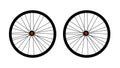 Two bicycle wheels isolated on a white background. Royalty Free Stock Photo