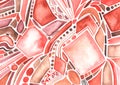 Abstract whimsical doodle pattern. Watercolor painting. Free intuitive drawing