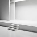 Abstract White Architectural Interior with Steps and Recessed Lighting architecture minimalist Royalty Free Stock Photo