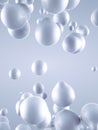 Abstract white art background of floating liquid blobs, metaballs. Fluid wavy texture. 3d rendering digital illustration