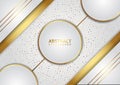 Abstract white background with circle line gold color dot . Luxury style Royalty Free Stock Photo