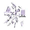 Abstract white background with isolated glass shards and glitter. 3d illustration, 3d ..rendering Royalty Free Stock Photo