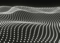 Abstract white background of points. Big data stream. digital particle wave background Royalty Free Stock Photo