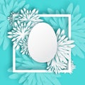 Abstract White Blue Greeting card - Happy Easter Day - Spring Easter Egg.