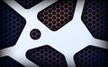 abstract white blue navy gradient overlap layers with hexagon texture background.