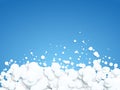 Abstract white bubbles on blue background