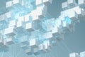 Abstract white cubes with blue glowing lines, 3d rendering