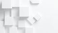 Abstract white cubes composition on a white background, minimalist design. Royalty Free Stock Photo