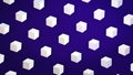 Abstract white cubes flowing diagonally on dark blue background, 3D effect. Animation. White figures looking like sugar
