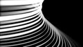 Abstract white curved lines in slow rotation on black background, seamless loop. Animation. Beautiful bending neon