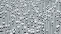 Abstract white cylinders with goldsilver. tech sci fi minimal white background. 3d render of big data. technology