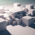 Abstract white 3D cubes of varying sizes set against a subtle gradient Royalty Free Stock Photo