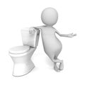 Abstract White 3d Person With Toilet Royalty Free Stock Photo