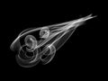 Abstract white flame smoke in shape of leaf over black background Royalty Free Stock Photo