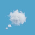 Abstract White Fluffy Cloud On Blue Sky Background.Cloud Shaped Like Bubble Speech Thinking Symbol.3d Rendering Illustration