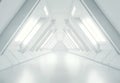 Abstract White Futuristic Corridor with Triangular Shapes and Bright Lighting Royalty Free Stock Photo