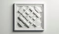Abstract White Geometric 3D Wall Art Panel: Modern Square Frame Design, Creative Interior Decor Sculpture Royalty Free Stock Photo