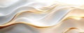 Abstract white and gold flowing wave pattern on white background