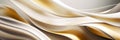 Abstract white and gold silk fabric texture background. Elegant luxury satin cloth with wave. Prestigious, award Royalty Free Stock Photo