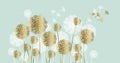 Abstract white and gold summer dandelion motif