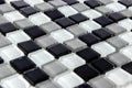 Abstract white, Grey and black ceramic mosaic wall tiles texture for bathroom, separate background for copy space, side view Royalty Free Stock Photo