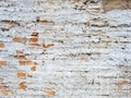 Abstract white grunge peeling cement texture on brick wall background. Old crack plaster concrete wall. Royalty Free Stock Photo