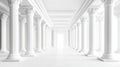 Abstract White Hallway with Doric Columns - Architecture Background Royalty Free Stock Photo
