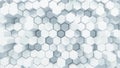 Abstract White Hexagonal Waving Surface Sci-Fi Background, 3d Loopable Animation 4k