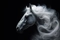 Abstract of white horse head have smoke and fog on black background. Mammals, Wildlife Animals, Illustration, Generative AI Royalty Free Stock Photo