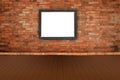 Abstract white interior of empty room with concrete wall and floor and picture frame of old vintage White brick wall Royalty Free Stock Photo